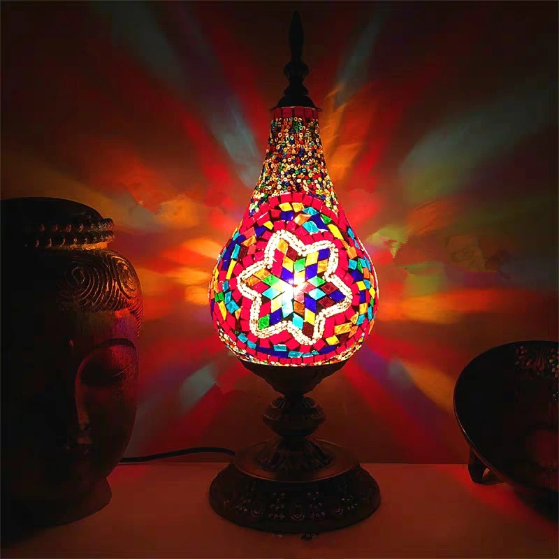 Turkish Mosaic Table Lamp Mediterranean Retro Stained Glass Industrial Table Lamp (WH-VTB-18)